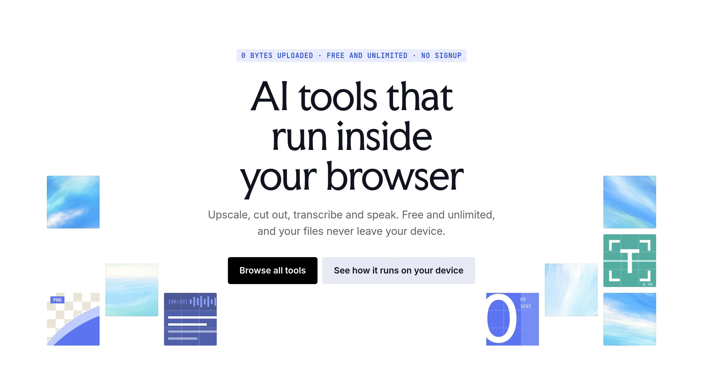 PocketWebTools home page: AI tools that run inside your browser